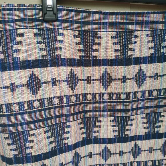 Ann Taylor Tweed Straight Skirt 304291 Dark Blue Multicolor Aztec Geo-Print - Picture 4 of 10